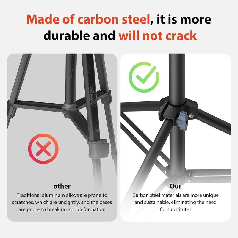 LEORFI Photography Light Stands 118"/10ft/300 cm: Heavy Duty Light Tripod Stand - Aluminum Lighting Stand - Photo Video Tripod Stand - with 1/4" Screw for Studio - Live Streaming Ring Light Reflectors - Image 4